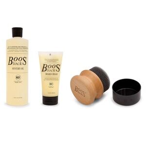 NWT John Boos 3-Piece Boos Block Maintenance Set - 16oz Oil, 5oz Cream & Brush
